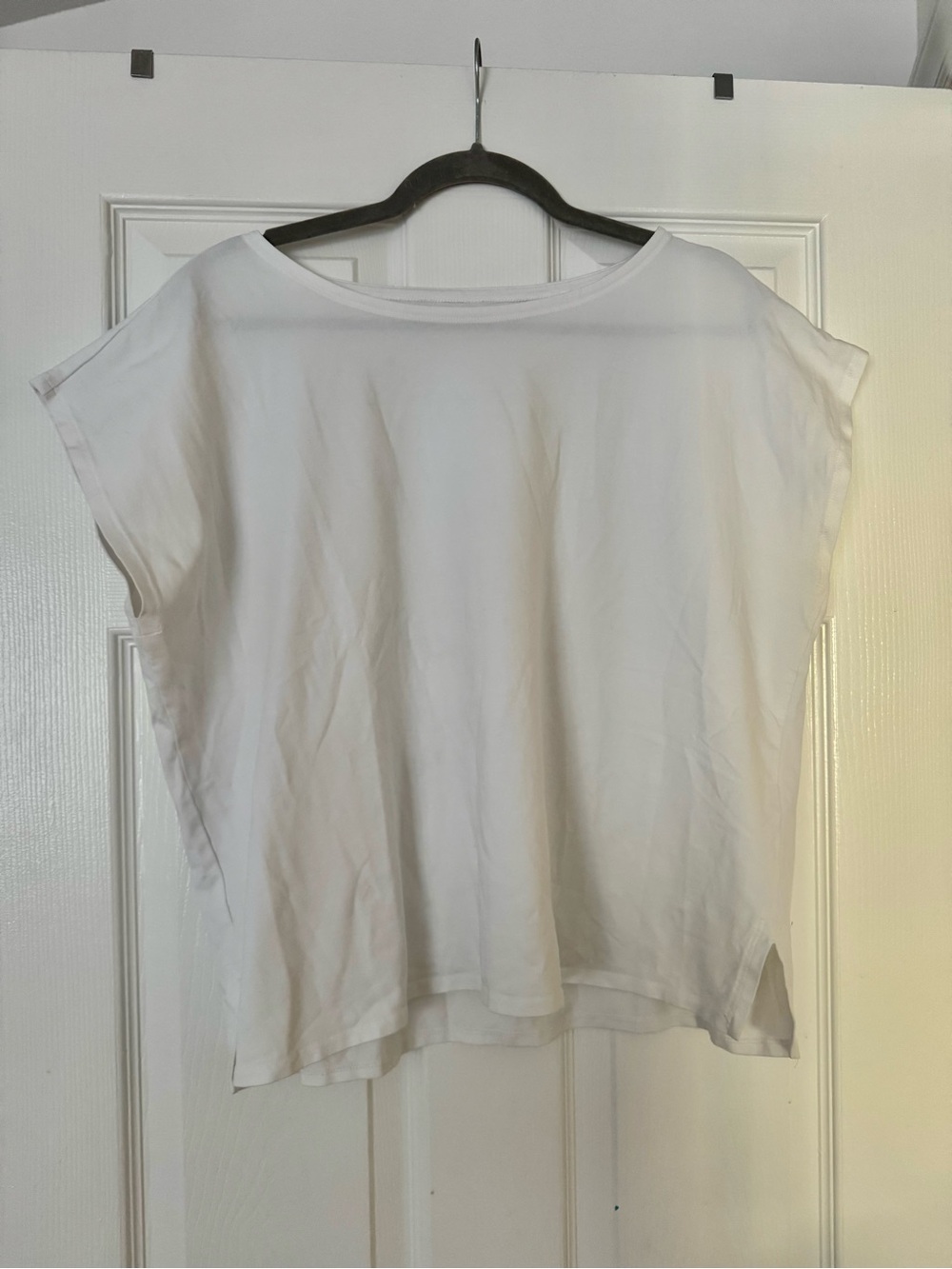 Eileen Fisher White Short Sleeve Boatneck Tee